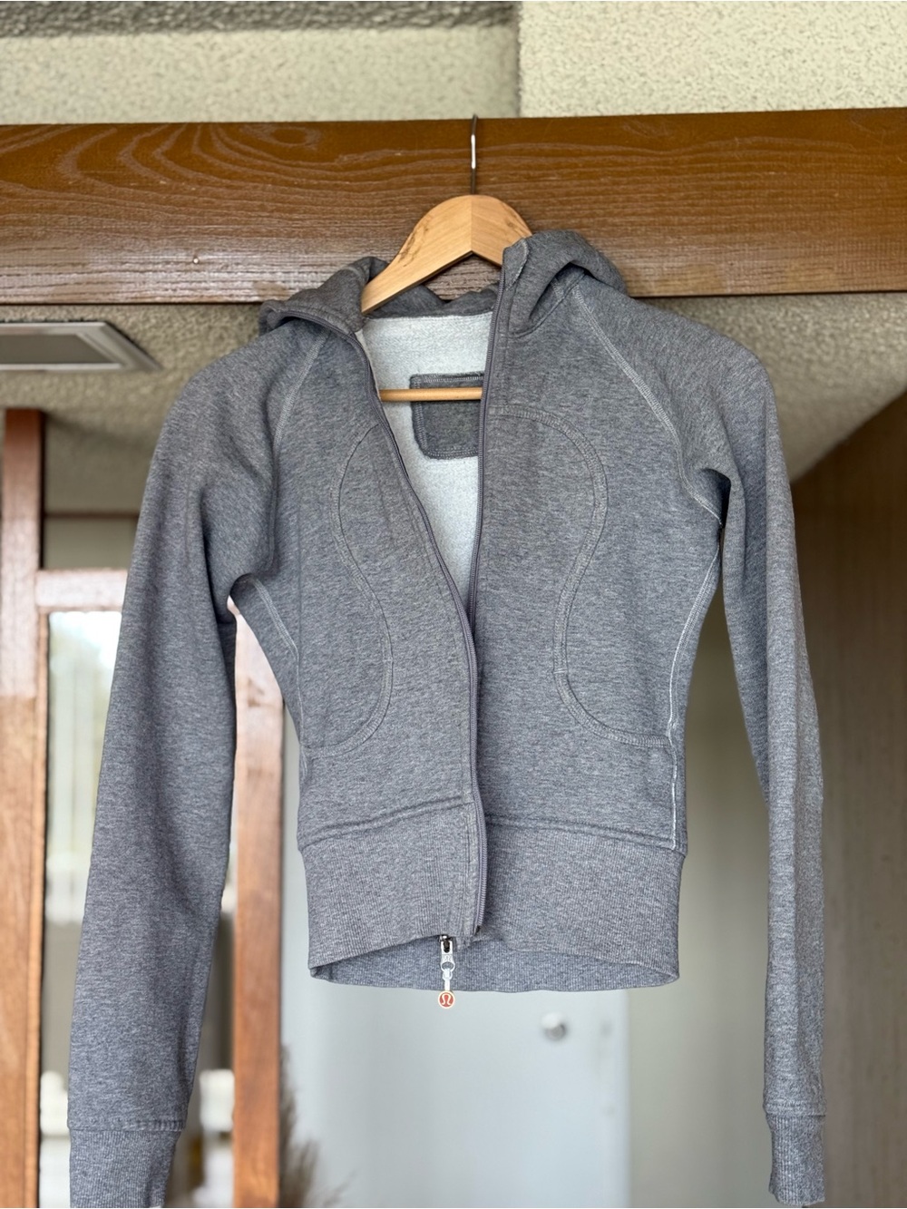 lululemon athletica Heather Gray Hooded Zip Bomber Jacket